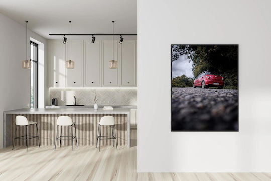 Панел Red Car On A Road Червено Автомобил Път 60x90
