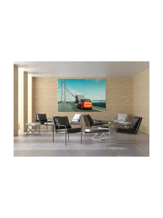 Painting Red Car On A Bridge Red Car A Bridge 80x50
