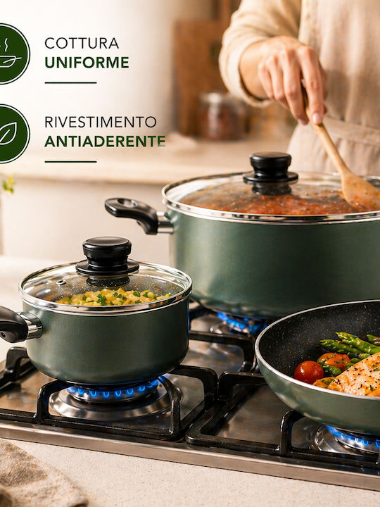 Bakaji Cookware Set from Aluminum with Non-stick Coating 9pcs