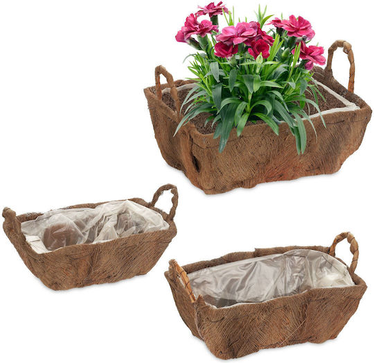 Relaxdays Set of 3 Beige Flower Pots Relaxdays Set of 3 Beige Flower Pots