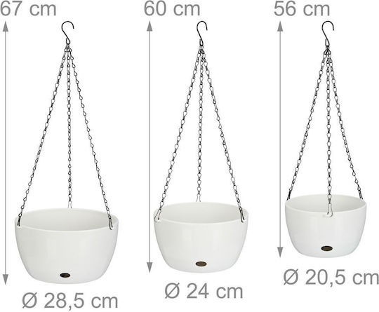 Relaxdays Set 3 Ghivece De Flori Din Plastic Albe