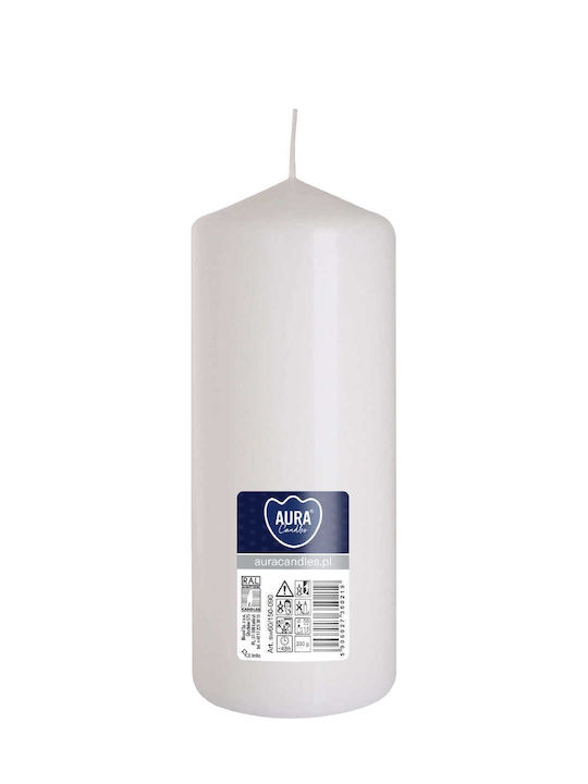 Aura Glass Decorative White Candle