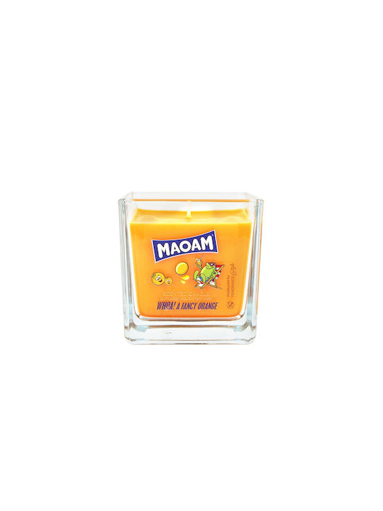 Relaxdays Aromatisches Kerze in Gefäß mit Orange Parfüm 8x8cm