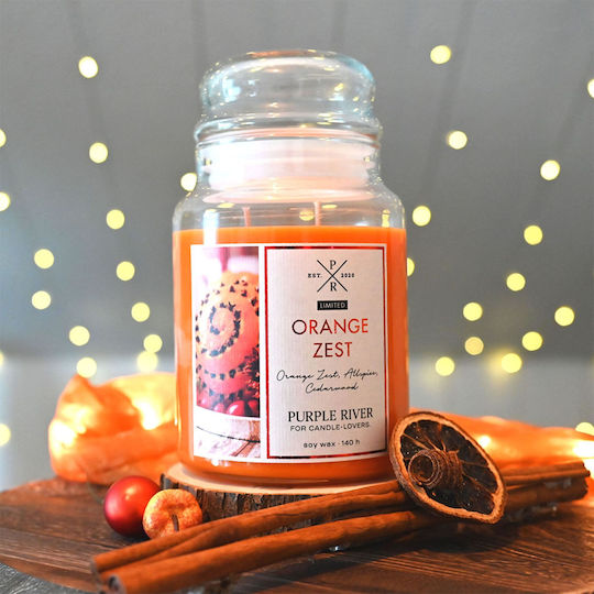 Relaxdays Aromatic Soy Candle in Jar with Orange Scent 18x10cm
