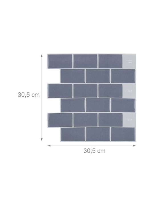 Set 10 Decorative Wall Stickers Relaxdays Gray 30.5x30.5cm