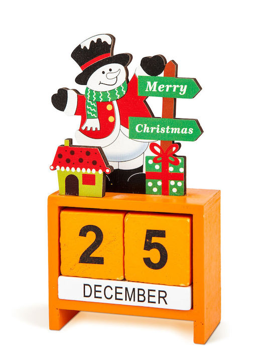 Calendar De Crăciun Din Lemn Mdf 13.5x7x3.5 Cm Design Moș Crăciun Ren Om De Zăpadă
