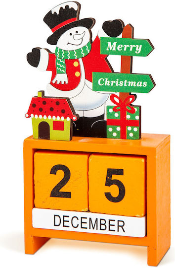 Christmas Calendar Made Mdf Wood 13.5x7x3.5 Cm Santa Claus Reindeer Snowman Design