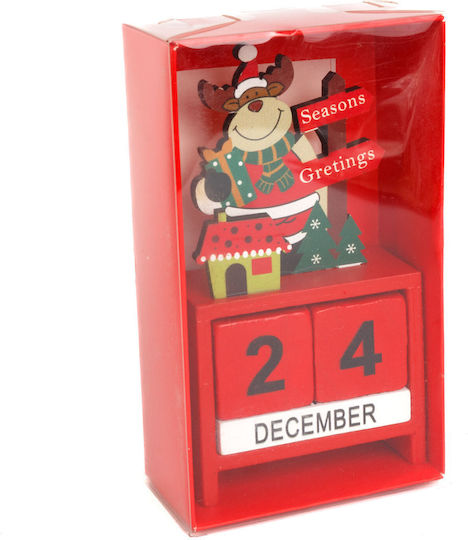 Christmas Calendar Made Mdf Wood 13.5x7x3.5 Cm Santa Claus Reindeer Snowman Design