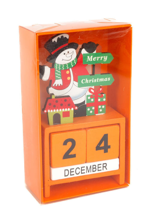 Calendar De Crăciun Din Lemn Mdf 13.5x7x3.5 Cm Design Moș Crăciun Ren Om De Zăpadă
