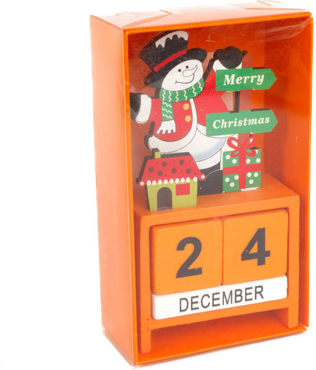 Christmas Calendar Made Mdf Wood 13.5x7x3.5 Cm Santa Claus Reindeer Snowman Design
