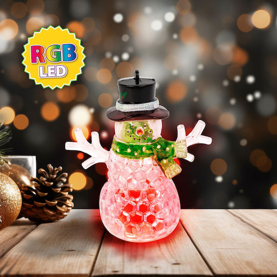 Decorațiune De Crăciun Led Rgb Om De Zăpadă Verde 9 Cm Multicolor Baterii