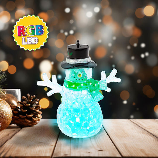 Decorațiune De Crăciun Led Rgb Om De Zăpadă Verde 9 Cm Multicolor Baterii