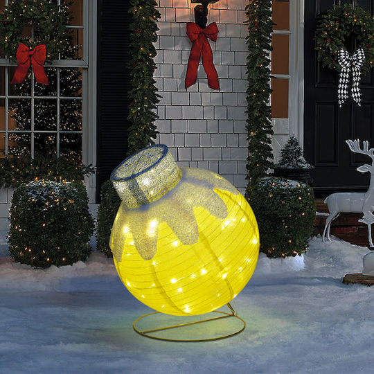 Decoratiune Luminoasă Glob De Crăciun 60 Led 83 Cm Aurie Alb Cald Iluminare