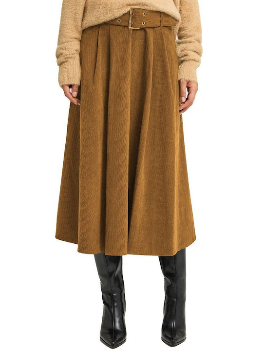High-waisted Midi Skirt Hazelnut