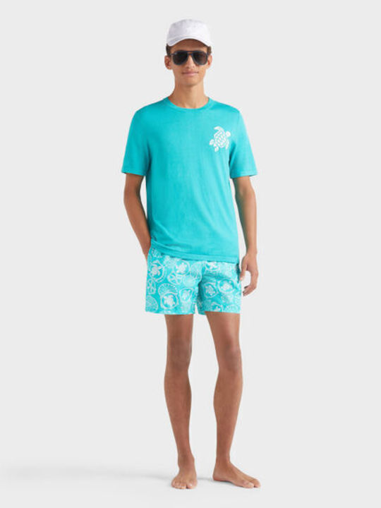 Men's Swimwear Shorts Light Blue with Patterns