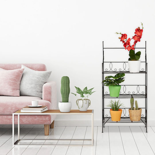 Relaxdays Βάση Γλάστρας Μεταλλική Μαύρη 100x50x25εκ.