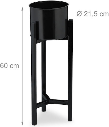 Relaxdays Βάση Γλάστρας Μεταλλική Μαύρη 60x21.5εκ.