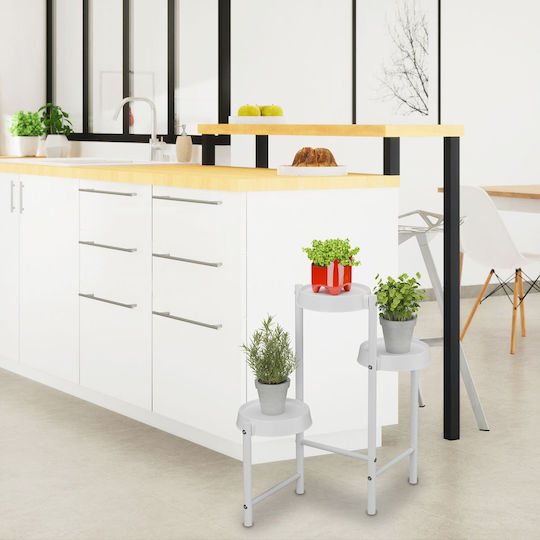 Relaxdays Suport Metalic Alb Pentru Plante 61x30x55 cm