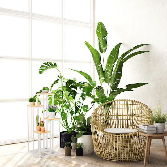 Relaxdays Поставка За Саксия Бяла 80x40x40см