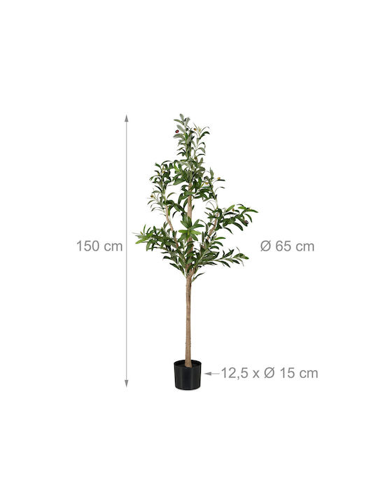 Relaxdays Artificial Olive Tree Dark Green Light Brown/black 150x65x65 Cm
