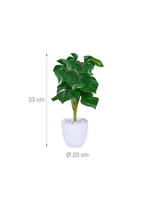 Set 2 Plante Artificiale Monstera Relaxdays Verzi Albe 33x20cm