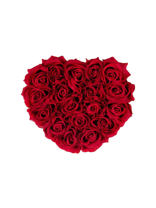 Relaxdays Cutie Neagră În Formă De Inimă 18 Trandafiri Artificiali Roșii Negri 13x19x21 Cm