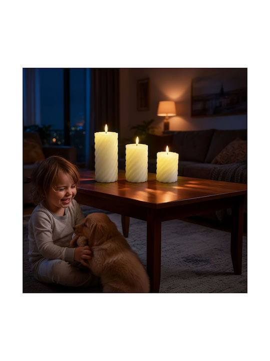 Relaxdays Lampa Decorativă LED Lumânare 3 Buc 18.5x7.5 cm