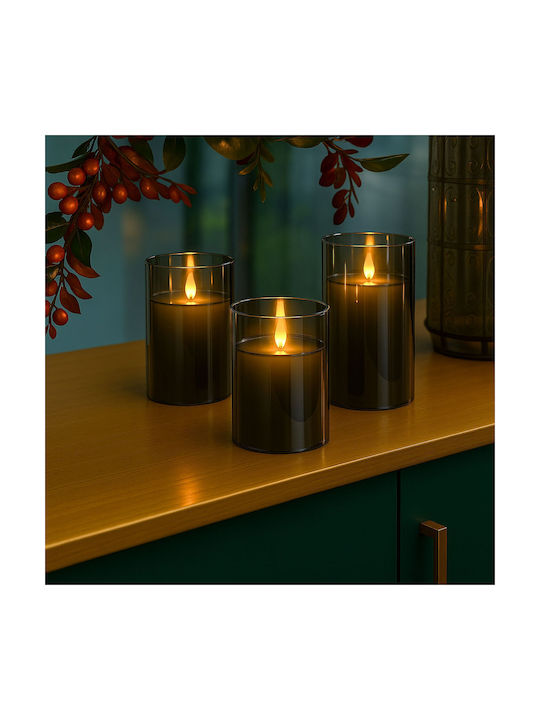 Relaxdays Lămpi Decorative Pentru Masă LED Lumânare 3 Buc