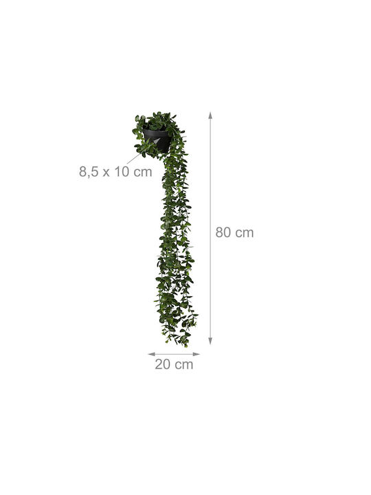 Set 2 Plante Artificiale Suspendate Relaxdays Verde Închis Negru 80x20cm