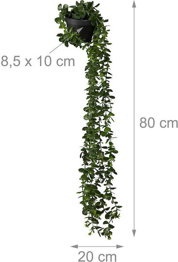 Set 2 Plante Artificiale Suspendate Relaxdays Verde Închis Negru 80x20cm