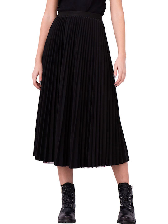 Pleated High-waisted Midi Skirt Checked Burgundy
