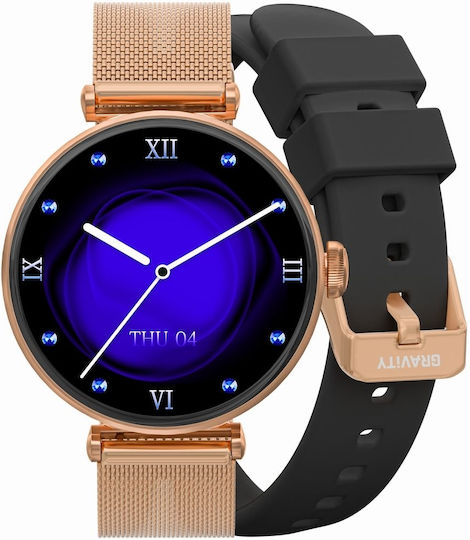 Smartwatch Gravity Rose Gold Black 2 Straps Gt26-3