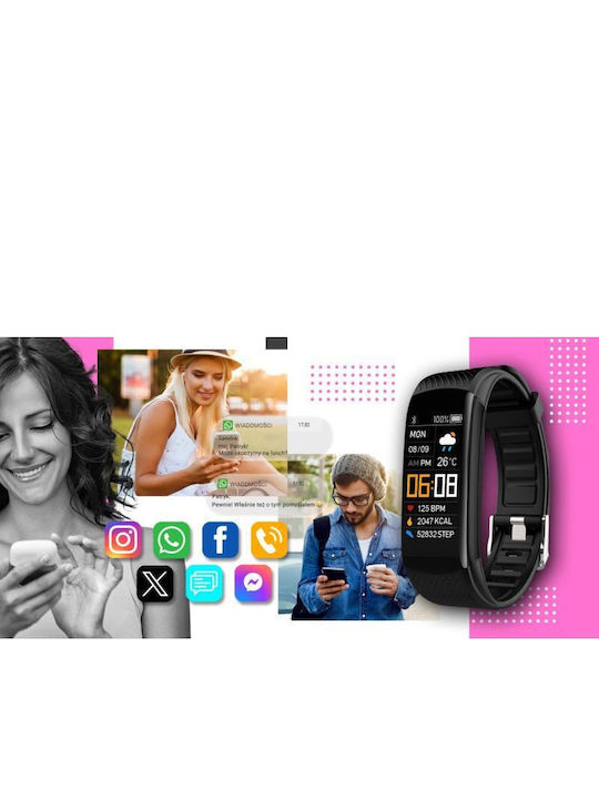 Giewont Gw200-4 Schwarze Pink Smartwatch 2 Armbänder