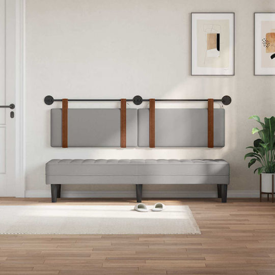 vidaXL Leather Gray Bed Headboard with Cushion 170x55cm