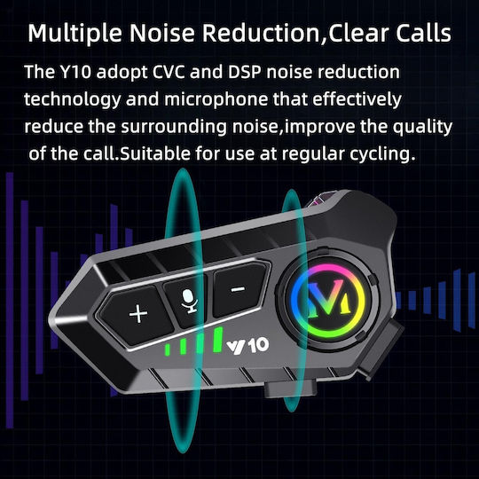 Y10 Single Intercom for Motorcycle Helmet with Bluetooth
