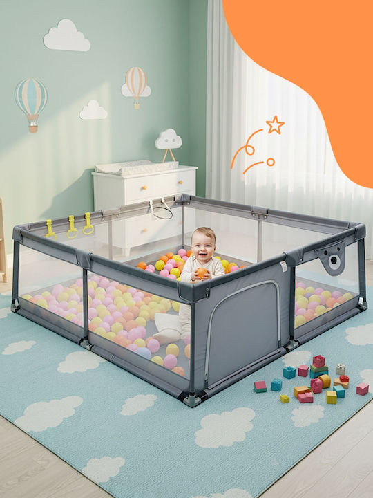 Relaxdays Playpen with Mattress Gray 200x65cm
