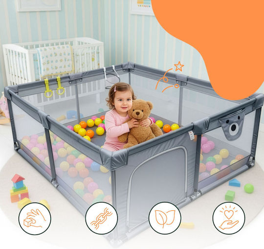 Relaxdays Playpen with Mattress Gray 200x65cm