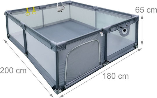 Relaxdays Playpen with Mattress Gray 200x65cm