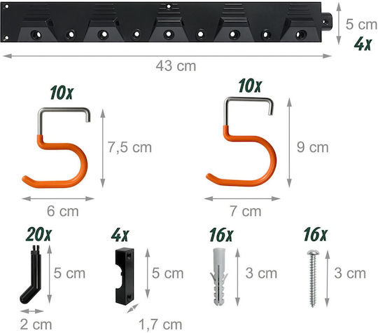 Relaxdays Wall-mounted Garden Tool Holder