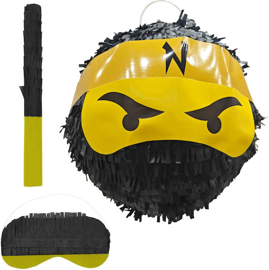 Set Pinata Petrecere Pentru Copii Relaxdays Ninja Design 25x25x25cm Mască Liliac Galben Negru
