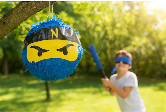 Set Pinata Petrecere Pentru Copii Relaxdays Ninja Design 25x25x25cm Mască Liliac Galben Negru