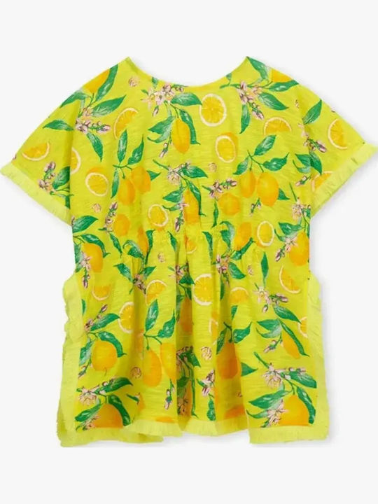 Rochie Fetiță Mâneca Scurtă Galbenă