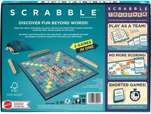 Επιτραπέζιο Παιχνίδι Scrabble για 2-4 Παίκτες 8+ Ετών JLJ58 Mattel