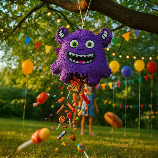 Monster Party Pinata Set Relaxdays 40x35x9 Cm Purple Includes Bat Mask