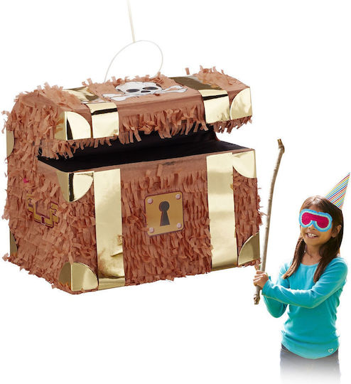 Pinata Cufăr De Comori Relaxdays 27x30x23cm Maro Auriu