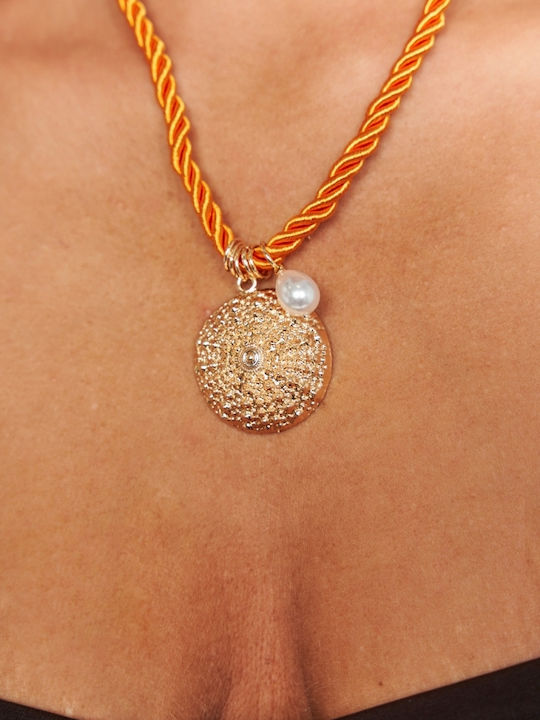 Gold Plated Cord Necklace with Hanging Lucky Charm