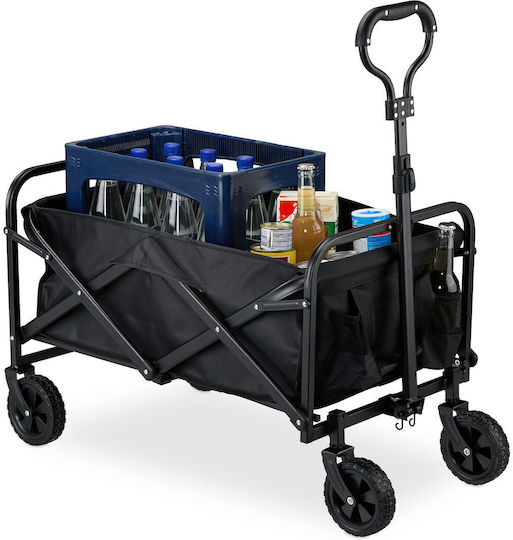 Relaxdays Sistem pentru Transport / Ridicare a Sarcinilor Pliabil pentru Sarcină de până la 100 kg în Culoare Neagră