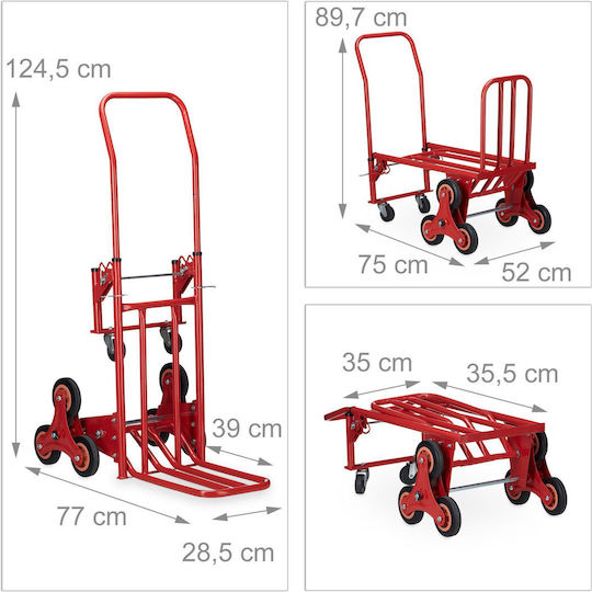 Relaxdays Cărucior de Transport Pliabil pentru Sarcină de Până la 150 kg în Culoare Gri
