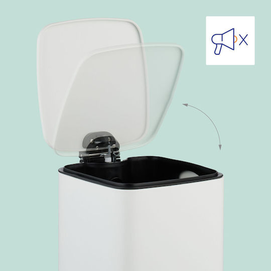 Relaxdays Plastic Waste Bin with Pedal White 8lt