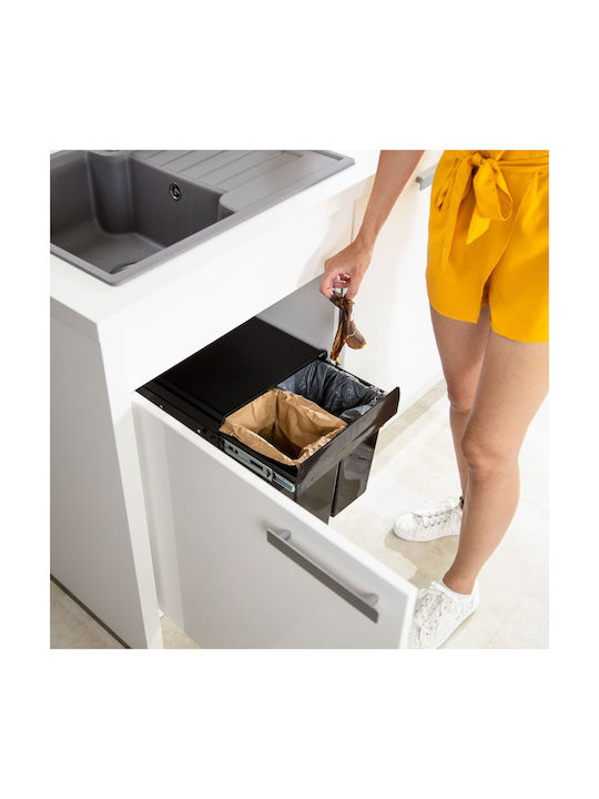 Relaxdays Coș de Gunoi Plastic Negru 8l